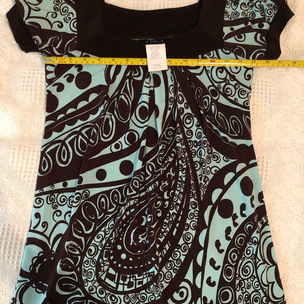 Brown & Light Blue Shift Dress - Picture 8 of 8